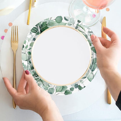 WRAPAHOLIC 25Pcs Eucalyptus Paper Plates - Image 3