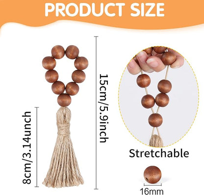 Meplait 6 Pack Wooden Bead Napkin Rings, Boho Farmhouse Table Decor, - Image 6