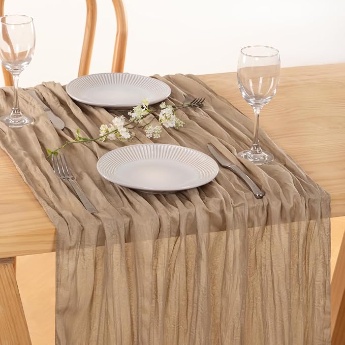 Nude Gauze Cheesecloth Table Runner 10ft Neutral Farmhouse Runner | Lightweight - Image 2