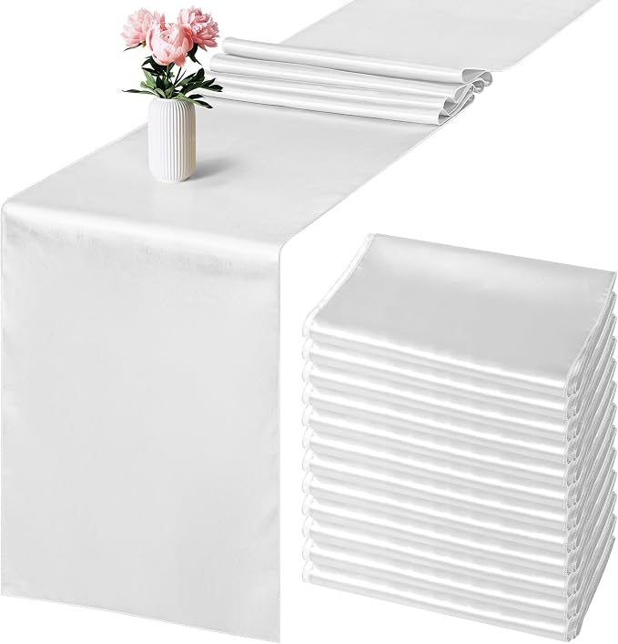 Aneco 4 Pack Satin Table Runner 12 x 108 Inch Long Bright Silk and Smooth by Aneco