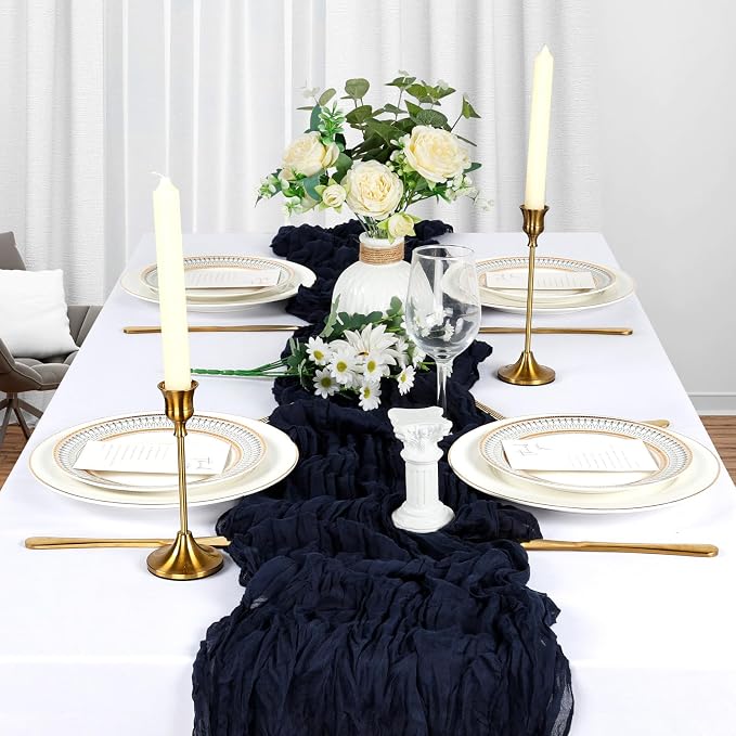 10 Pack 17 x 108 Inch Navy Blue Table Runner Cheesecloth | Gauze Cheese Cloth - Image 3