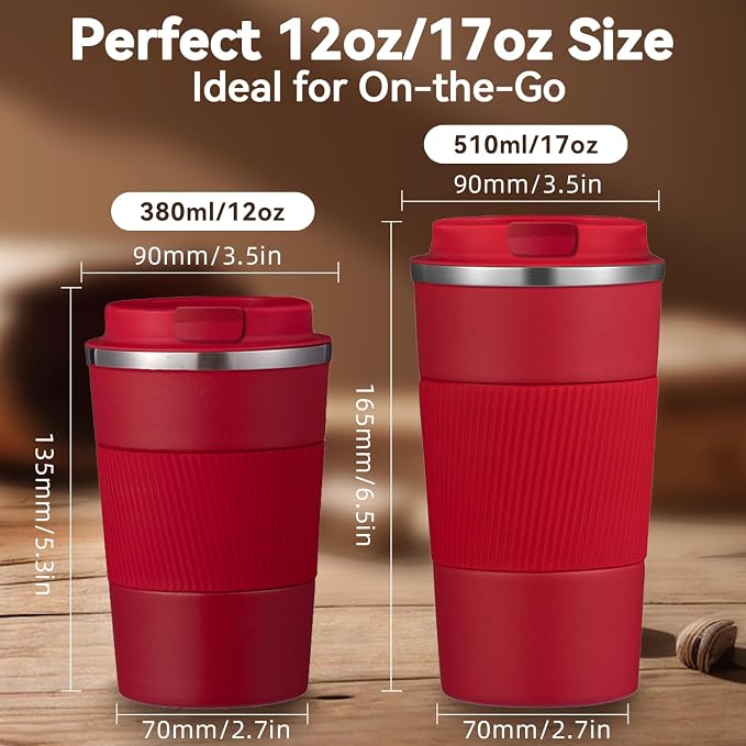 12OZ Travel Coffee Mug Insulated Coffee Cup - Image 2