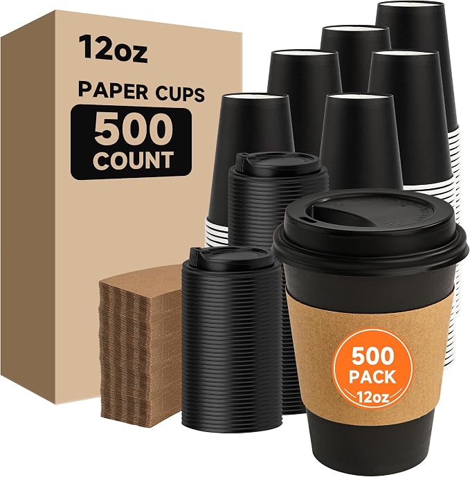 METAPRINT 500 Pack 12 oz Disposable Coffee Cups by METAPRINT