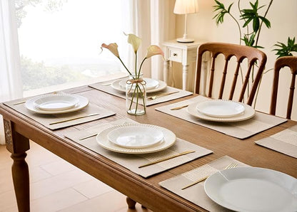 Wracra Linen Placemats, 12 x 18 Inch Set of 6 Placemats, Farmhouse Macrame - Image 2