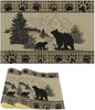 Retro Farmhouse Placemat Set, Rustic Brown Tartan Check Wildlife Bear Paw Silhouette Sketch Pine Tree Forest Pattern Home Decoration Linen Table Mats for Dining Room Kitchen Party (17x12in) x2P