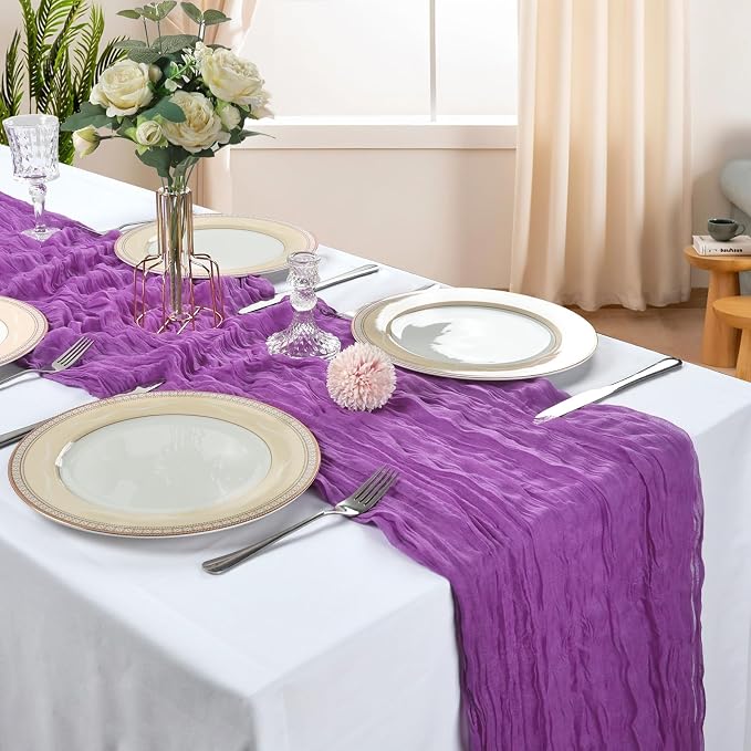 6 Pack 10Ft Purple Cheesecloth Table Runner 23 x 120 Inch | Gauze Rustic Boho - Image 2