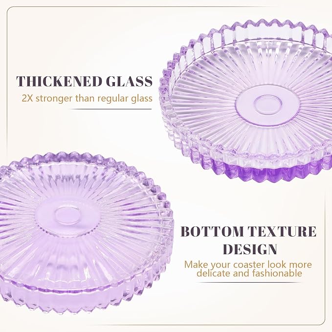 VIBRATITE 4 Inch Glass Coasters Set of 6, Crystal-Like Appearance - Image 3