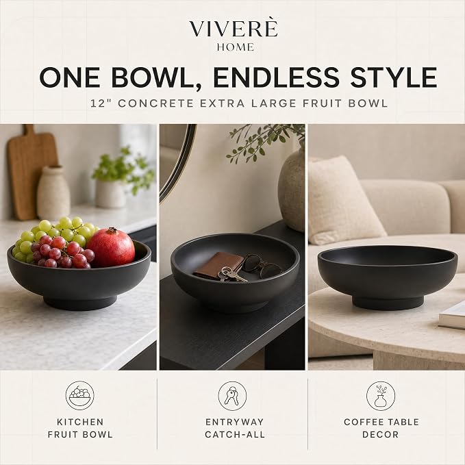 12" Concrete Extra Large Fruit bowl - Image 5