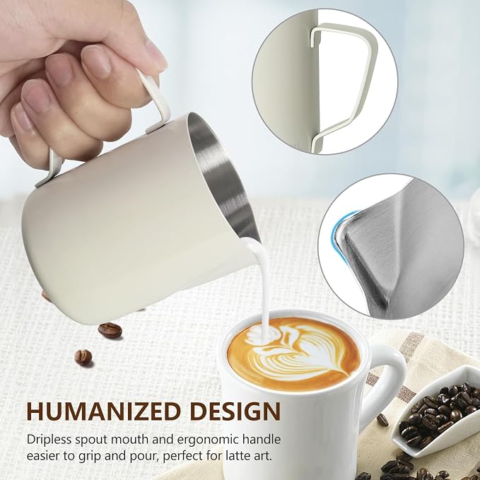 HOOMIL Milk Frothing Pitcher, 12oz/20oz/32oz 304 Stainless Steel | Steaming - Image 5