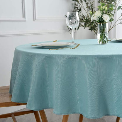 maxmill Jacquard Round Table Cloth Swirl Design Waterproof Antiwrinkle Spillproof Heavy Weight Soft Tablecloth for Circular Table Cover and Kitchen Dinning Tabletop Round 70 Inch Turquoise