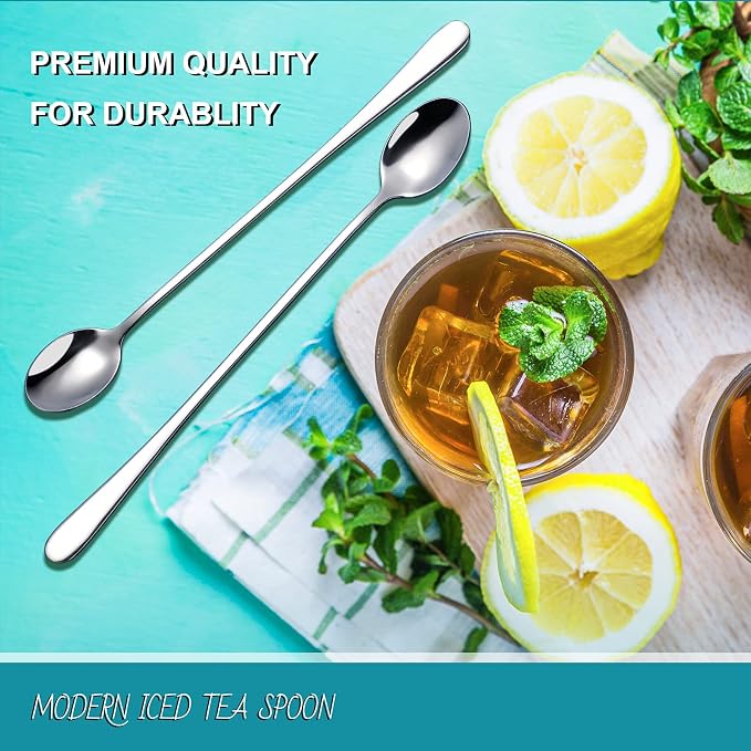 Hiware 9-Inch Long Handle Iced Tea Spoon, Coffee Spoon, Ice Cream Spoons - Image 3
