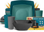 Teivio 16-piece Plastic Wheat Straw Square Dinnerware Set by Teivio