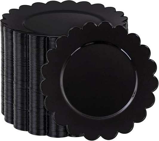 SUT 72 PCS Black Plastic Plates - 7.5 Inch Plates Disposable Heavy Duty，Plastic Plates for Party, Dessert & Celebrations