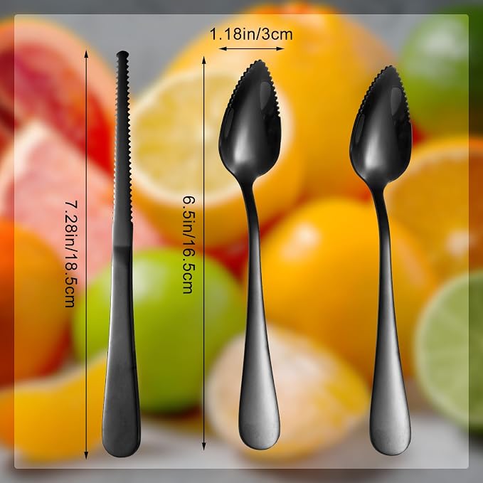 3pcs Serrated Grapefruit Spoons and Knife Set, Stainless Steel Grapefruit - Image 2