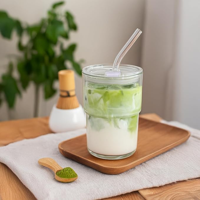 13oz Iced Coffee Cup, Reusable Glass Tumbler - Image 4