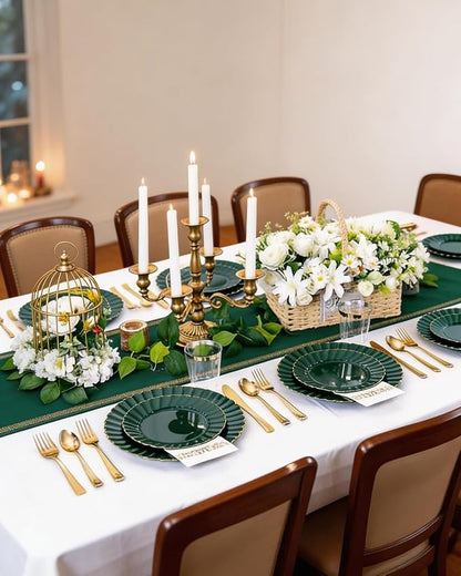 YOUBET 175PCS Green Scalloped Plastic Plates - Image 6