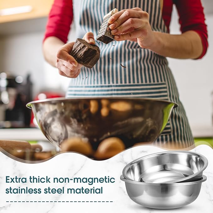Nuogo 4 Pcs Stainless Steel Mixing Bowls Metal Mixing Bowls Extra Large Basin - Image 6