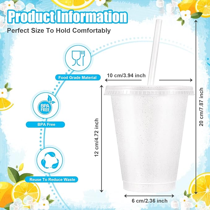24 Pcs Plastic Tumblers with Lids and Straws, Reusable Cups with Lids Plastic - Image 3