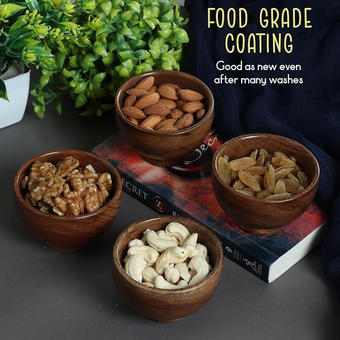 set of 36 Acacia wood small bowls | 3.25 x 2 inches 4 fl oz capcacity | Use - Image 6