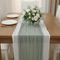 Cheesecloth Table Runner 2 Pack White and Sage Green, Boho Gauze Table Runner by Avolander