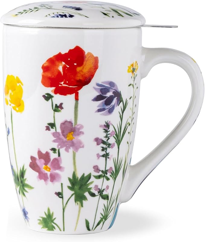 AmorArc Tea Cup With Infuser and Lid, 18oz Loose Leaf Tea Mug With Steeper | by AmorArc