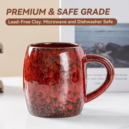 Crimson Magma Ceramic Coffee Mug - 21 oz Large Coffee Cup - Image 6