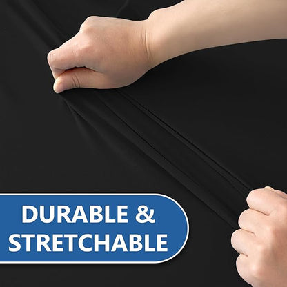 Spandex Table Cloths for 8 Foot Rectangle Tables-6 Pack Fitted Stretch Black Table Covers-Elastic Folding Tablecloths for Party, Vendor Booth Display, Banquet Buffet Event, Craft Trade Show