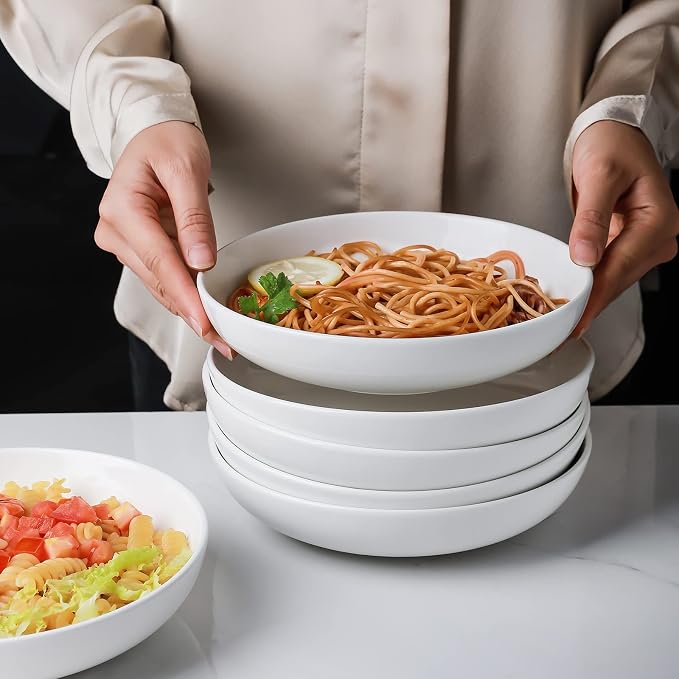 Selamica Ceramic 7.8 inch pasta bowls, 26 Ounce large porcelain salad soup bowls - Image 6