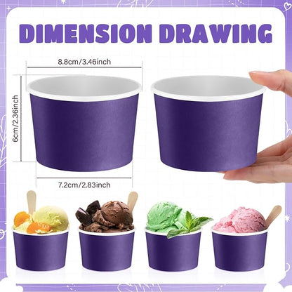 Jingmore Paper Ice Cream Cups 9oz Colored Disposable Dessert Bowls - Image 2