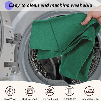 Cloth Placemats Set of 4, Cotton Linen Blend Machine Washable Double Layered Durable Place Mats Heat Resistant Placemats Wrinkle Free Thick Fabric Dining Table Mats (Green, 4)