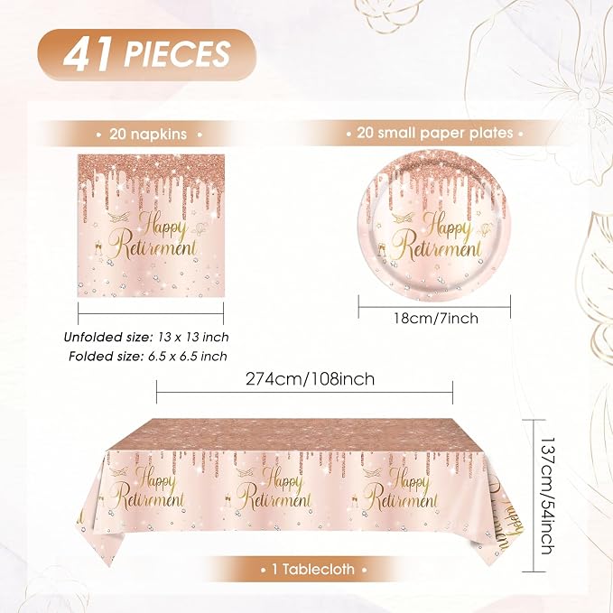 41Pcs Rose Gold Retirement Party Decorations Happy Retired Party Supplies - Image 2