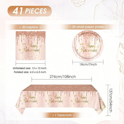 41Pcs Rose Gold Retirement Party Decorations Happy Retired Party Supplies - Image 2