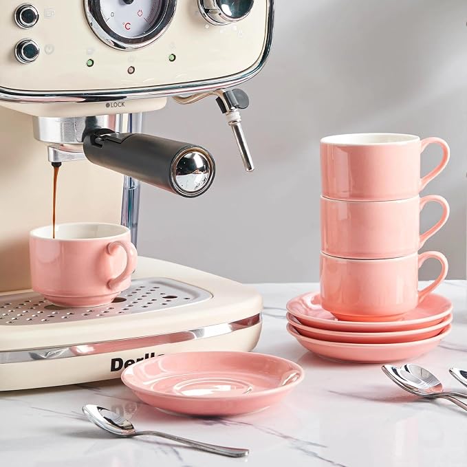 Espresso Cups, 2.5 OZ Stackable Espresso Cups Set of 4 | Porcelain Stackable - Image 3
