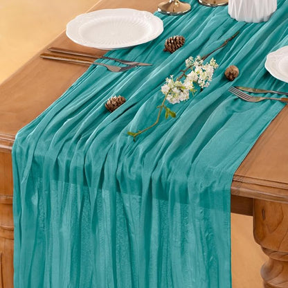 Teal Cheesecloth Table Runner 120 Inches 10 Pack Gauze Table Runner | Summer - Image 5