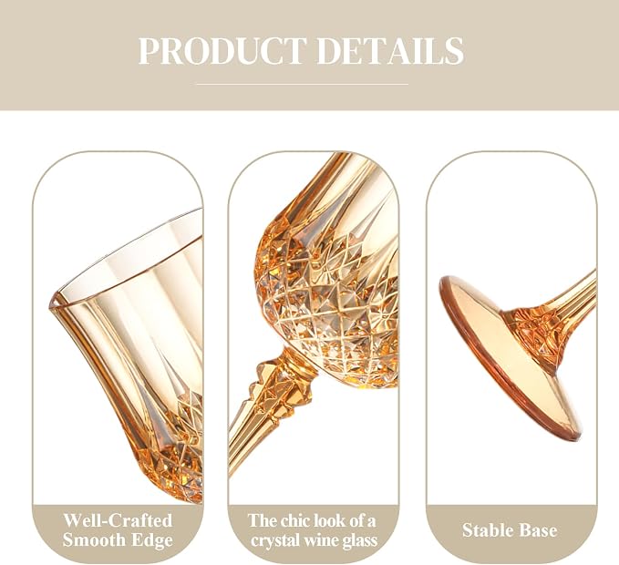 XUWAIDSGN 24 Pcs 7oz Plastic Vintage Wine Glasses Drinking Glasses Unbreakable - Image 3