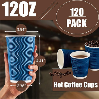 Lamosi Coffee Cups 12 oz 120 Pack Disposable Paper Coffee Cups Insulated | 12oz - Image 2