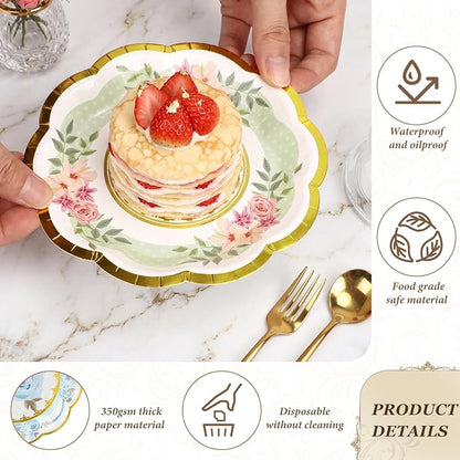 72 Pcs 6 Inch Floral Paper Plates - Image 4