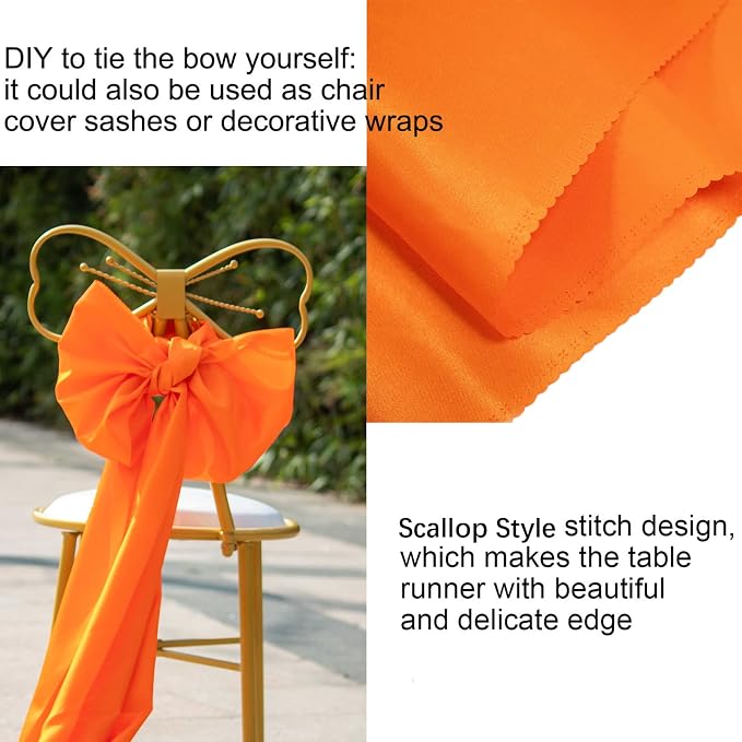 Orange Table Runners, 12x108 Inches, 6 Pack | Bright Satin, Silk and Smooth - Image 5