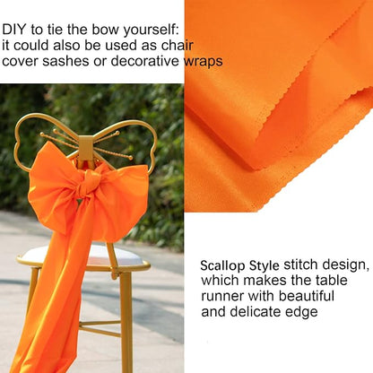 15 Pack Orange Table Runners, 12x108 Inches | Satin, Silk and Smooth Fabric - Image 7