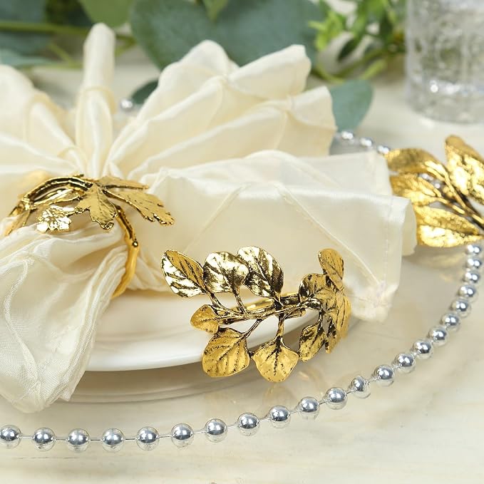 Efavormart 8 Pack Glossy Gold Metal Herb Napkin Rings - Image 6