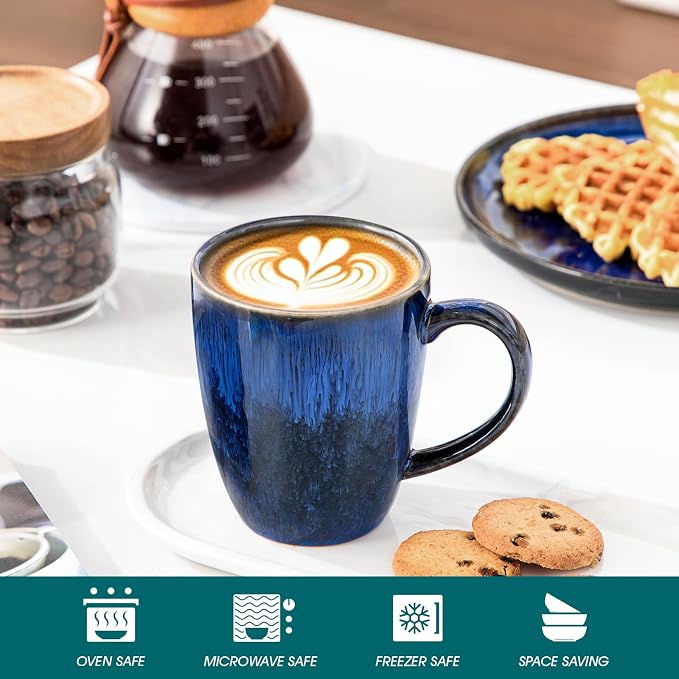 vancasso STARRY Ceramic Coffee Mug Set of 6, 16 Oz Tea Cups - Image 4