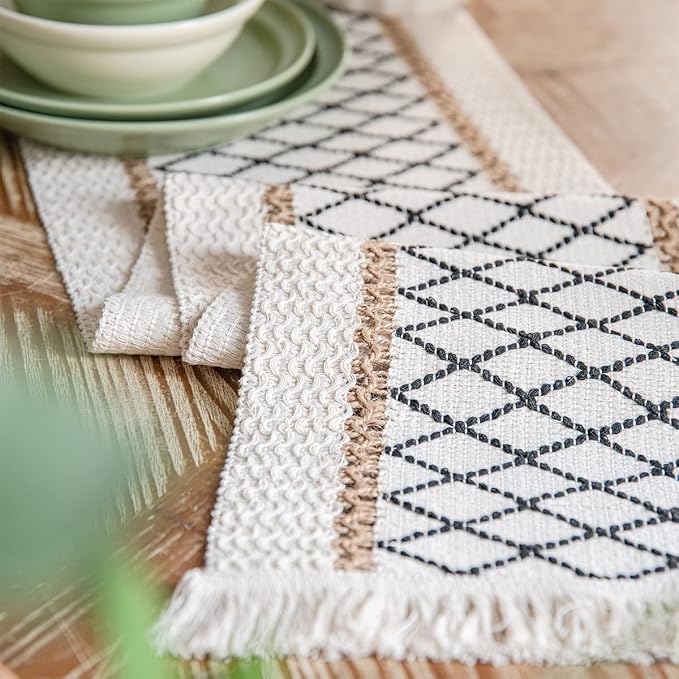 Table Runner, Boho Table Runner Cotton Linen Table Decorations, Farmhouse Table - Image 2