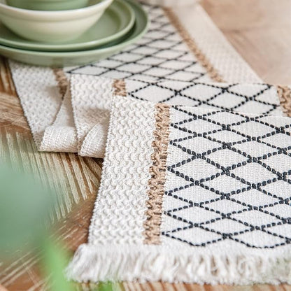 Table Runner, Boho Table Runner Cotton Linen Table Decorations, Farmhouse Table - Image 2