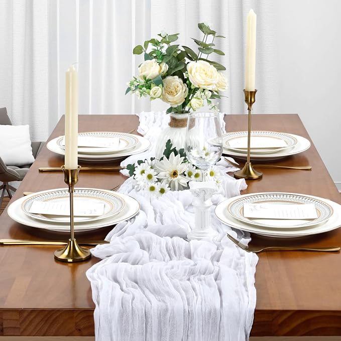 10 Pack 17 x 108 Inch White Table Runner Cheesecloth | Gauze Cheese Cloth - Image 3