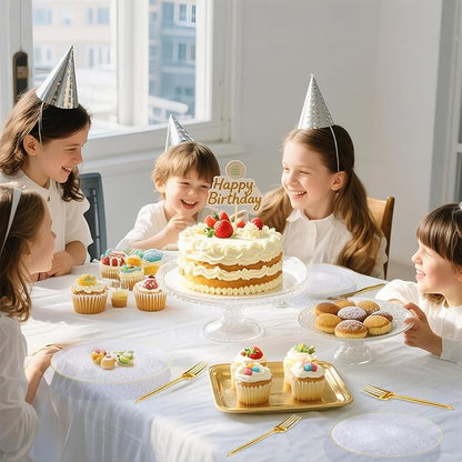 DaYammi 240Pcs Gold Plastic Plates Including 120Pcs Dessert Plates and 120Pcs Cake Forks,Hammered Party Plate,Clear Gold Appetizer plates Heavy duty Disposable Plastic Plate for Party Wedding Birthday