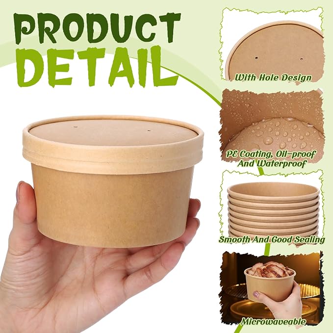 Fulmoon 100 Pack Paper Soup Containers - Image 3
