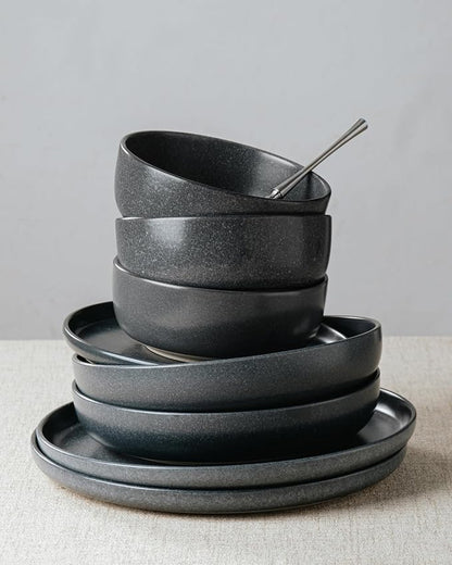 Famiware Milkyway 18-Piece Stoneware Dinnerware Set, Matte Dark Charcoal | - Image 4