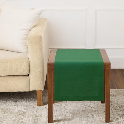 Solino Home 100% Pure Linen Table Runner Pine Green Woven, Fete 14 x 36 in | by SolinoHome
