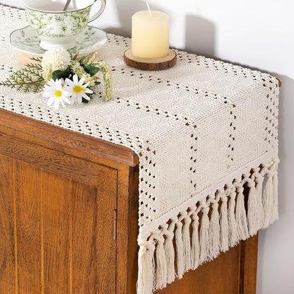 Boho Table Runner Summer Farmhouse Rustic Dining Dresser Scarf Home Decor | by Socomi