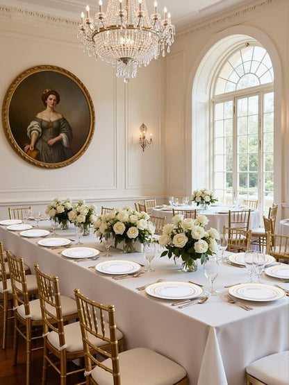 175PCS White and Gold Plastic Plates - Image 3